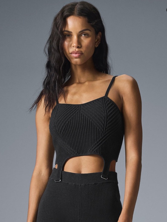 Alo Yoga Tops - Alo Yoga Denim Knit Garter Tank in Black